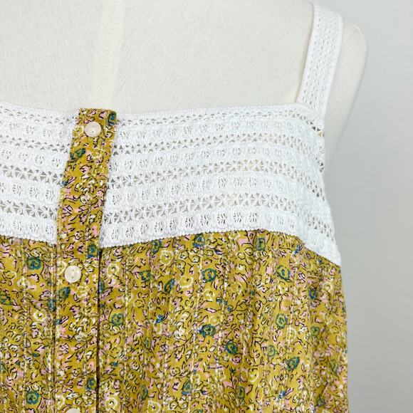 Universal Thread Yellow Floral Crochet Yoke Prairie Camisole NWT - Picture 2 of 9